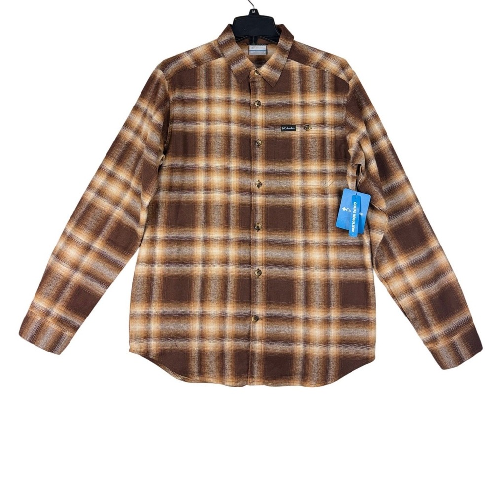 Columbia Pitchstone II Heavyweight Flannel Shirt Brown Plaid Mens‎ Small NWT